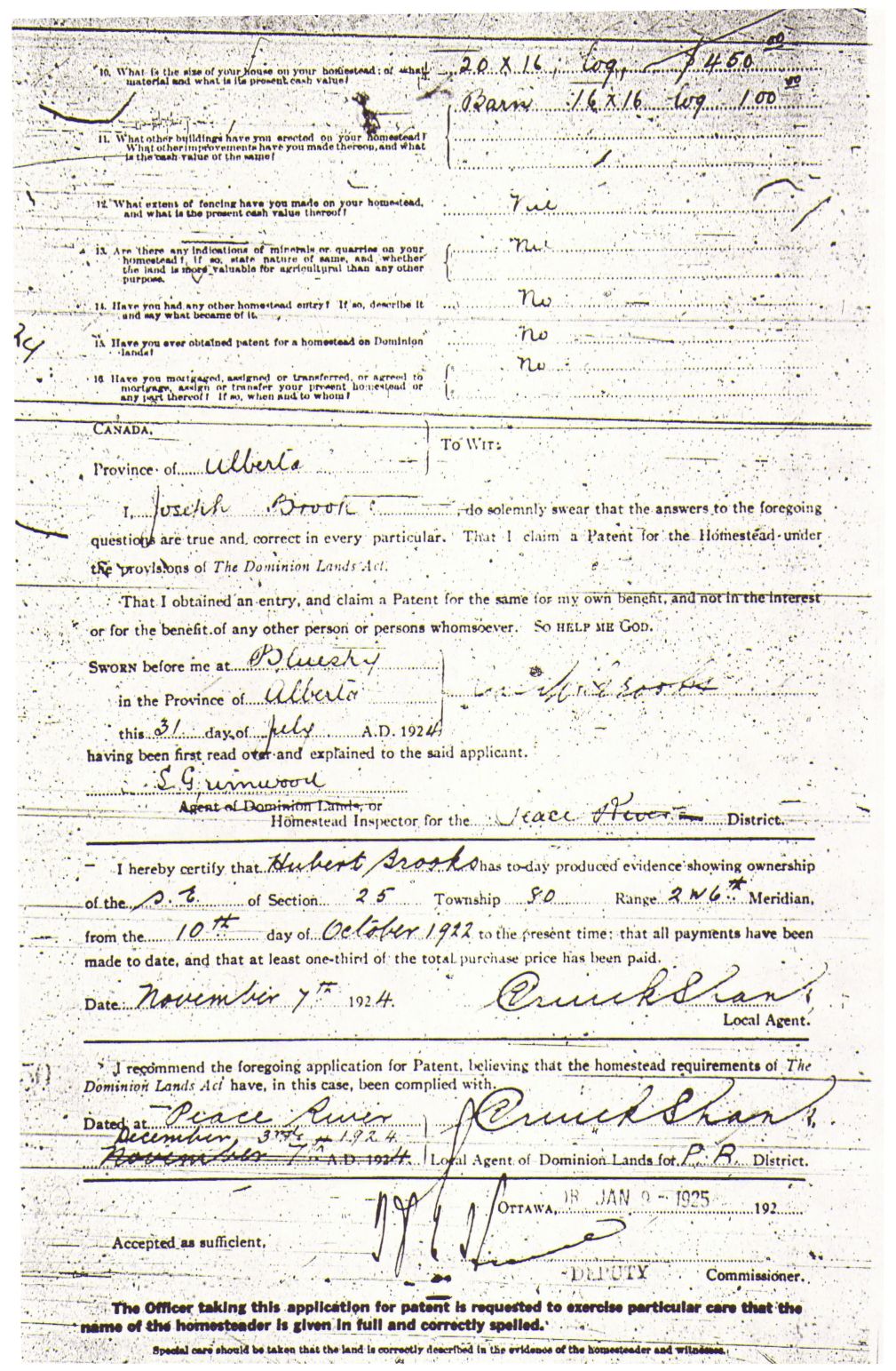 Provincial Archives of Alberta File 3168678 - Joseph Brooks -Statement 2 of 2